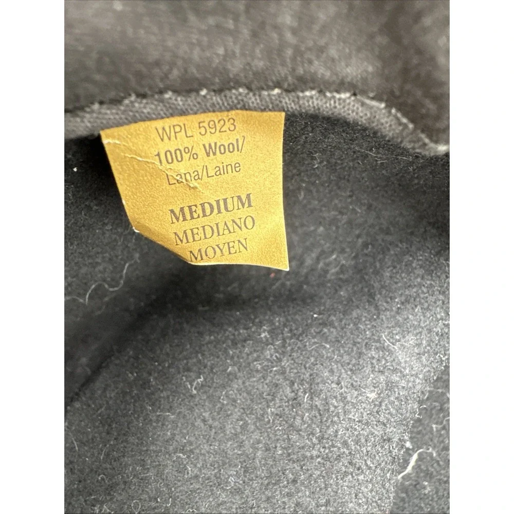 Lite Felt Black Wool Fedora‎ Hat Medium Packable Water Repellent Made in USA